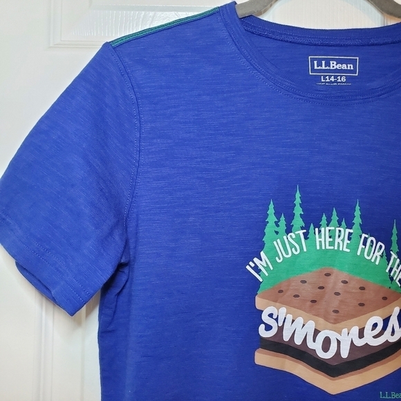 LL Bean S’mores Crew Solid T-Shirt Blue Boys L - Picture 3 of 6